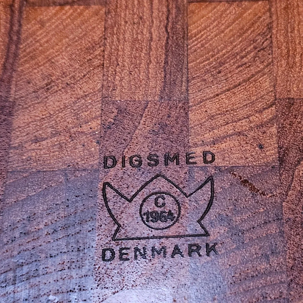 Vintage Digsmed Denmark Teak Serving Tray 1964 Carved Sunburst MCM Butcher Block